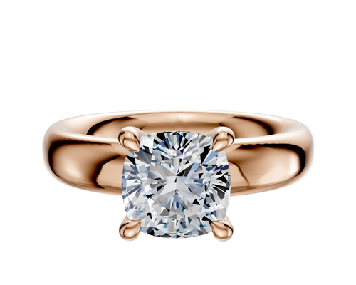 14K Rose Gold 4 Prong Hidden Halo Classic Dome 4.0mm Engagement Ring