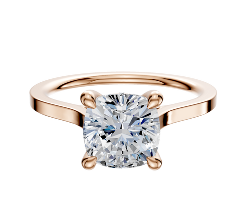 14K Rose Gold 4 Prong Hidden Halo Cathedral Flat 1.5mm Engagement Ring