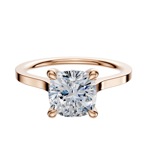 14K Rose Gold 4 Prong Hidden Halo Cathedral Flat 1.5mm Engagement Ring