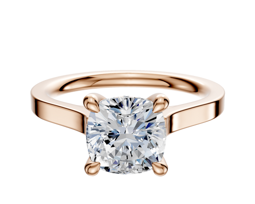 14K Rose Gold 4 Prong Hidden Halo Cathedral Flat 2.0mm Engagement Ring