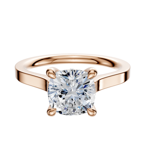 14K Rose Gold 4 Prong Hidden Halo Cathedral Flat 2.0mm Engagement Ring