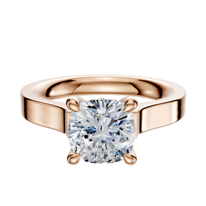 14K Rose Gold 4 Prong Hidden Halo Cathedral Flat 3.0mm Engagement Ring