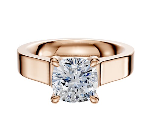 14K Rose Gold 4 Prong Hidden Halo Cathedral Flat 4.0mm Engagement Ring