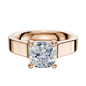 14K Rose Gold 4 Prong Hidden Halo Cathedral Flat 4.0mm Engagement Ring