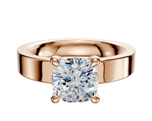 14K Rose Gold 4 Prong Hidden Halo Classic Flat 4.0mm Engagement Ring