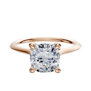 14K Rose Gold 4 Prong Hidden Halo Cathedral Knife Edge 1.5mm Engagement Ring