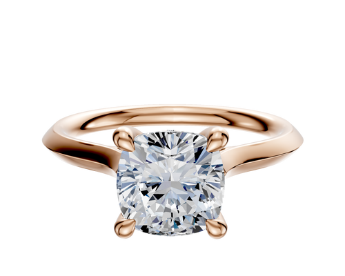 14K Rose Gold 4 Prong Hidden Halo Cathedral Knife Edge 2.0mm Engagement Ring