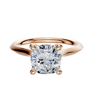 14K Rose Gold 4 Prong Hidden Halo Cathedral Knife Edge 2.0mm Engagement Ring