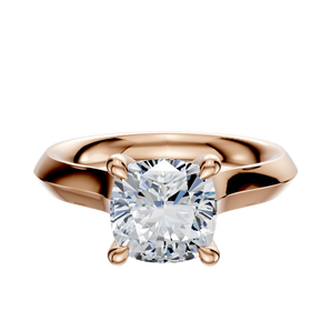 14K Rose Gold 4 Prong Hidden Halo Cathedral Knife Edge 3.0mm Engagement Ring