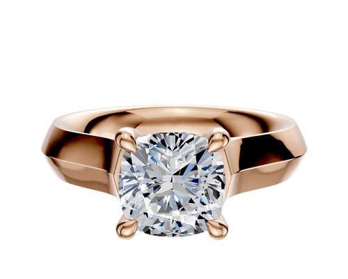 14K Rose Gold 4 Prong Hidden Halo Cathedral Knife Edge 4.0mm Engagement Ring