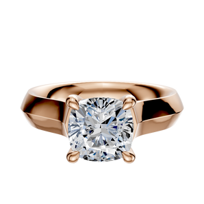 14K Rose Gold 4 Prong Hidden Halo Cathedral Knife Edge 4.0mm Engagement Ring