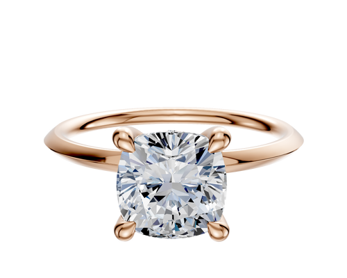 14K Rose Gold 4 Prong Hidden Halo Classic Knife Edge 1.5mm Engagement Ring