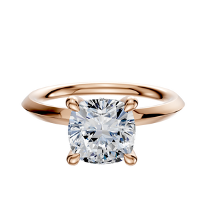 14K Rose Gold 4 Prong Hidden Halo Classic Knife Edge 2.0mm Engagement Ring