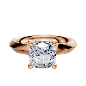 14K Rose Gold 4 Prong Hidden Halo Classic Knife Edge 3.0mm Engagement Ring