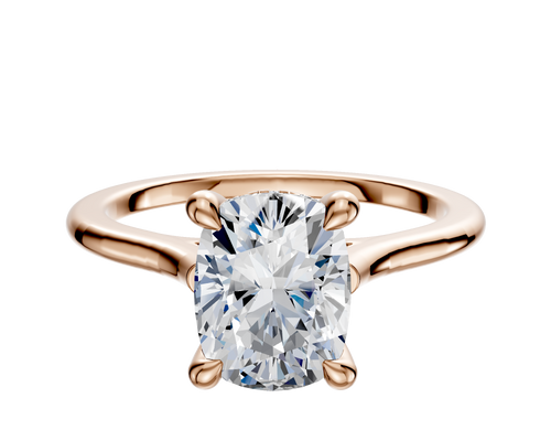 14K Rose Gold 4 Prong Hidden Halo Cathedral Dome 1.5mm Engagement Ring