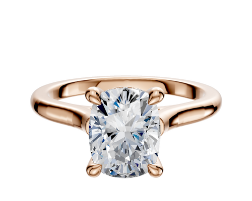 14K Rose Gold 4 Prong Hidden Halo Cathedral Dome 2.0mm Engagement Ring