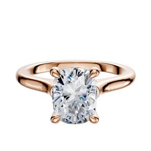 14K Rose Gold 4 Prong Hidden Halo Cathedral Dome 2.0mm Engagement Ring