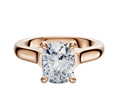 14K Rose Gold 4 Prong Hidden Halo Cathedral Dome 3.0mm Engagement Ring