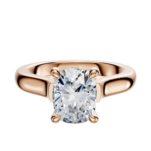 14K Rose Gold 4 Prong Hidden Halo Cathedral Dome 3.0mm Engagement Ring