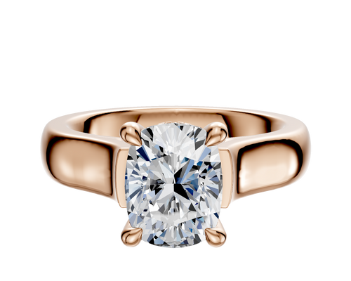 14K Rose Gold 4 Prong Hidden Halo Cathedral Dome 4.0mm Engagement Ring