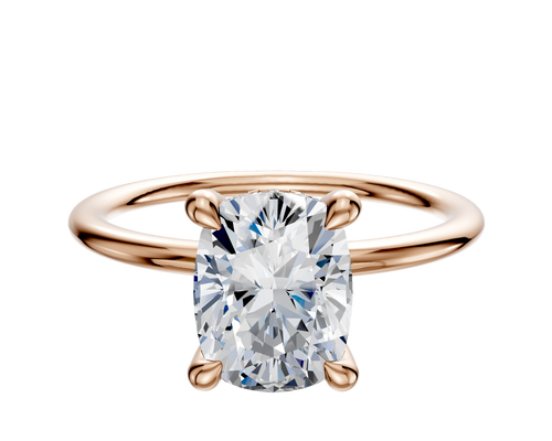 14K Rose Gold 4 Prong Hidden Halo Classic Dome 1.5mm Engagement Ring