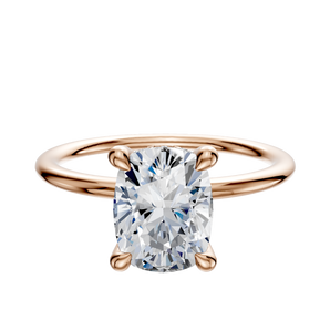 14K Rose Gold 4 Prong Hidden Halo Classic Dome 1.5mm Engagement Ring