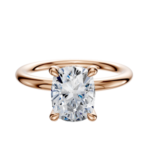 14K Rose Gold 4 Prong Hidden Halo Classic Dome 2.0mm Engagement Ring