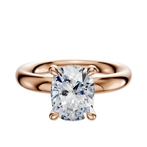 14K Rose Gold 4 Prong Hidden Halo Classic Dome 3.0mm Engagement Ring