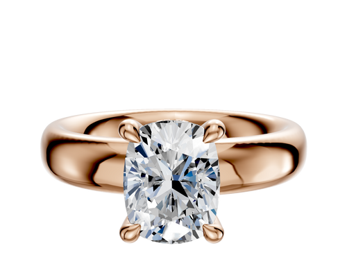 14K Rose Gold 4 Prong Hidden Halo Classic Dome 4.0mm Engagement Ring