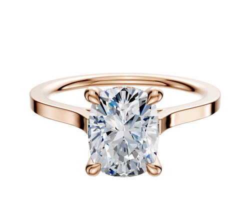 14K Rose Gold 4 Prong Hidden Halo Cathedral Flat 1.5mm Engagement Ring