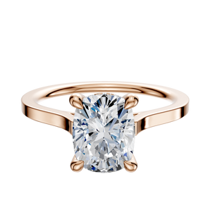 14K Rose Gold 4 Prong Hidden Halo Cathedral Flat 1.5mm Engagement Ring