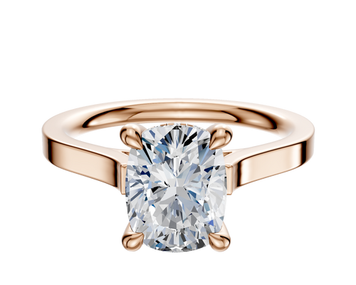 14K Rose Gold 4 Prong Hidden Halo Cathedral Flat 2.0mm Engagement Ring