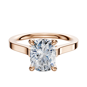 14K Rose Gold 4 Prong Hidden Halo Cathedral Flat 2.0mm Engagement Ring