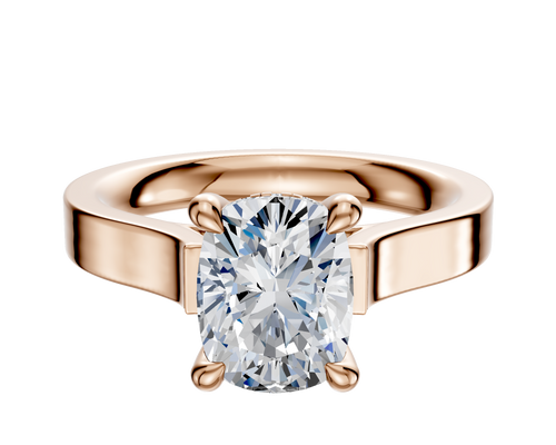 14K Rose Gold 4 Prong Hidden Halo Cathedral Flat 3.0mm Engagement Ring