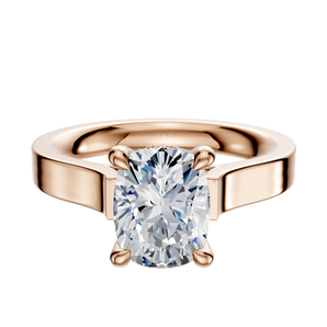 14K Rose Gold 4 Prong Hidden Halo Cathedral Flat 3.0mm Engagement Ring