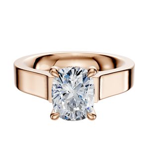 14K Rose Gold 4 Prong Hidden Halo Cathedral Flat 4.0mm Engagement Ring