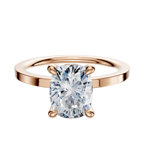 14K Rose Gold 4 Prong Hidden Halo Classic Flat 1.5mm Engagement Ring