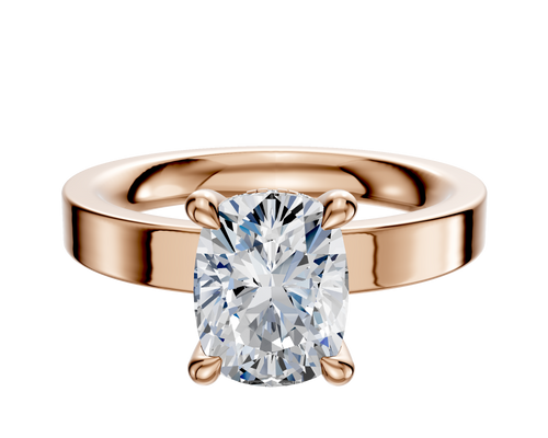 14K Rose Gold 4 Prong Hidden Halo Classic Flat 3.0mm Engagement Ring