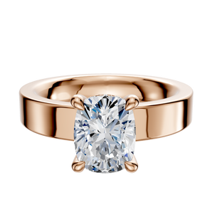 14K Rose Gold 4 Prong Hidden Halo Classic Flat 4.0mm Engagement Ring