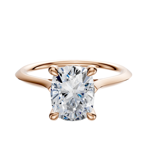 14K Rose Gold 4 Prong Hidden Halo Cathedral Knife Edge 1.5mm Engagement Ring