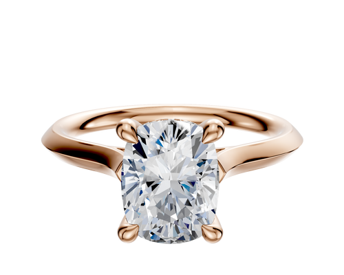 14K Rose Gold 4 Prong Hidden Halo Cathedral Knife Edge 2.0mm Engagement Ring