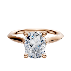 14K Rose Gold 4 Prong Hidden Halo Cathedral Knife Edge 2.0mm Engagement Ring