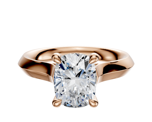 14K Rose Gold 4 Prong Hidden Halo Cathedral Knife Edge 3.0mm Engagement Ring