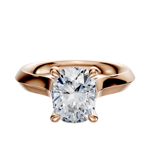 14K Rose Gold 4 Prong Hidden Halo Cathedral Knife Edge 3.0mm Engagement Ring