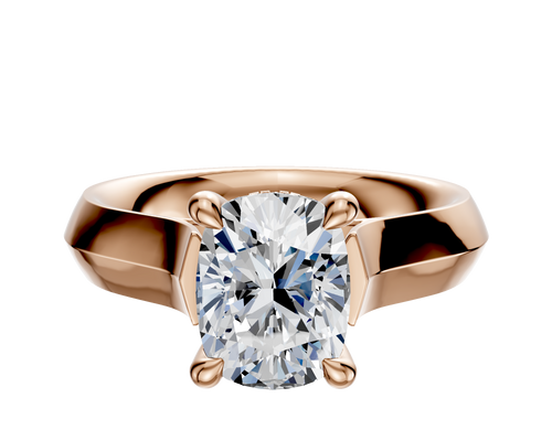 14K Rose Gold 4 Prong Hidden Halo Cathedral Knife Edge 4.0mm Engagement Ring