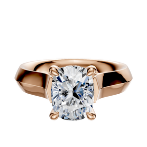 14K Rose Gold 4 Prong Hidden Halo Cathedral Knife Edge 4.0mm Engagement Ring