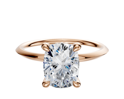 14K Rose Gold 4 Prong Hidden Halo Classic Knife Edge 1.5mm Engagement Ring