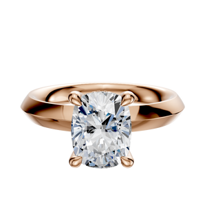 14K Rose Gold 4 Prong Hidden Halo Classic Knife Edge 3.0mm Engagement Ring