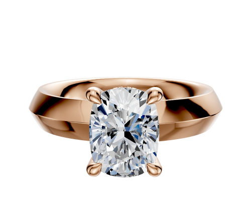 14K Rose Gold 4 Prong Hidden Halo Classic Knife Edge 4.0mm Engagement Ring