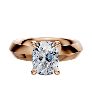 14K Rose Gold 4 Prong Hidden Halo Classic Knife Edge 4.0mm Engagement Ring